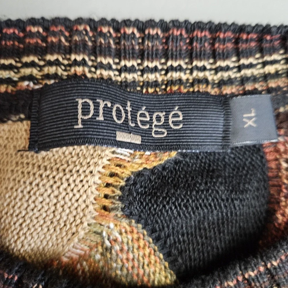Vintage Protege Men's Sweater Size XL Textured 3D Knit Brown USA 90's Neutral